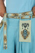 Embroidered linen belt with pocket